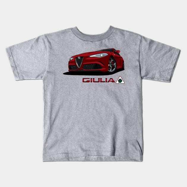 Giulia Quadrifoglio Kids T-Shirt by AutomotiveArt